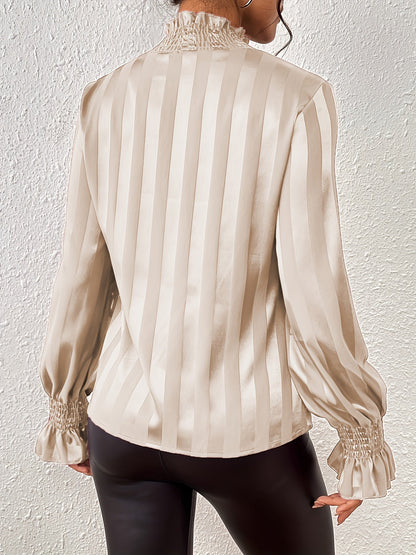 Dames Blouse Lange Mouwen Satijn met Plooien