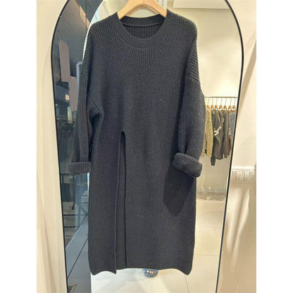 Dames Gebreide Lange Jurk Elegante Stijlvolle Design
