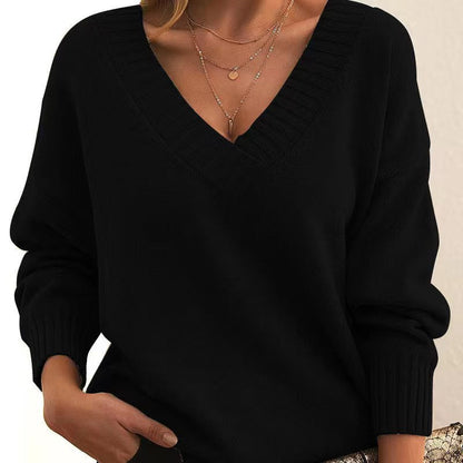 Dames Gebreide Trui V-hals Elegante Basiscollectie