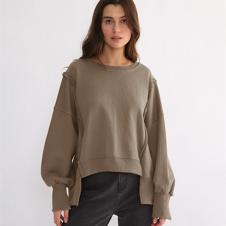 Dames Sweater Warm Losse Pasvorm Met Rauwe Randen