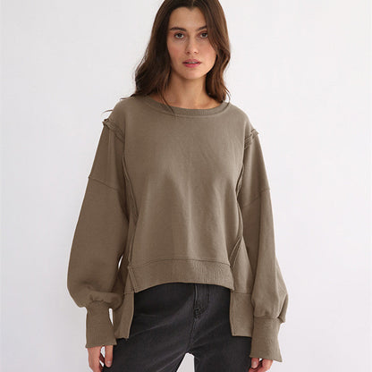 Dames Sweater Warm Losse Pasvorm Met Rauwe Randen