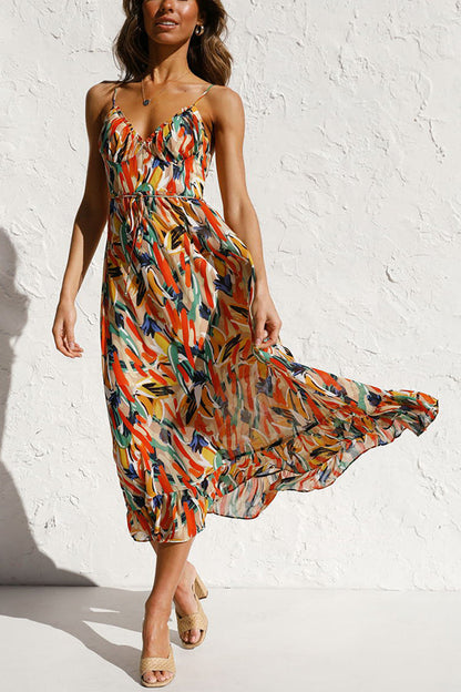 Midi Jurk Veelkleurig Vrouwen Jurk Zomerjurk