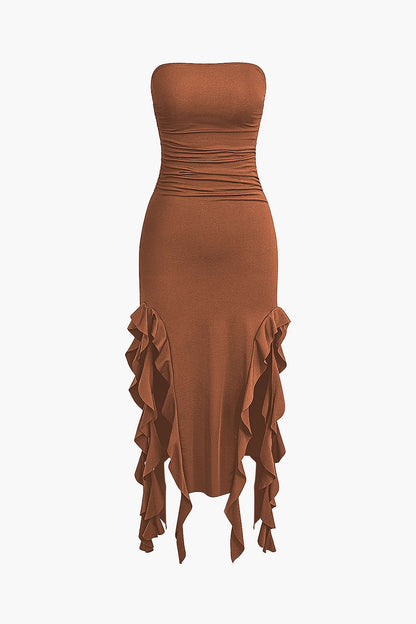 Maxikleed met Volant Vrouwelijk Elegante Jurk