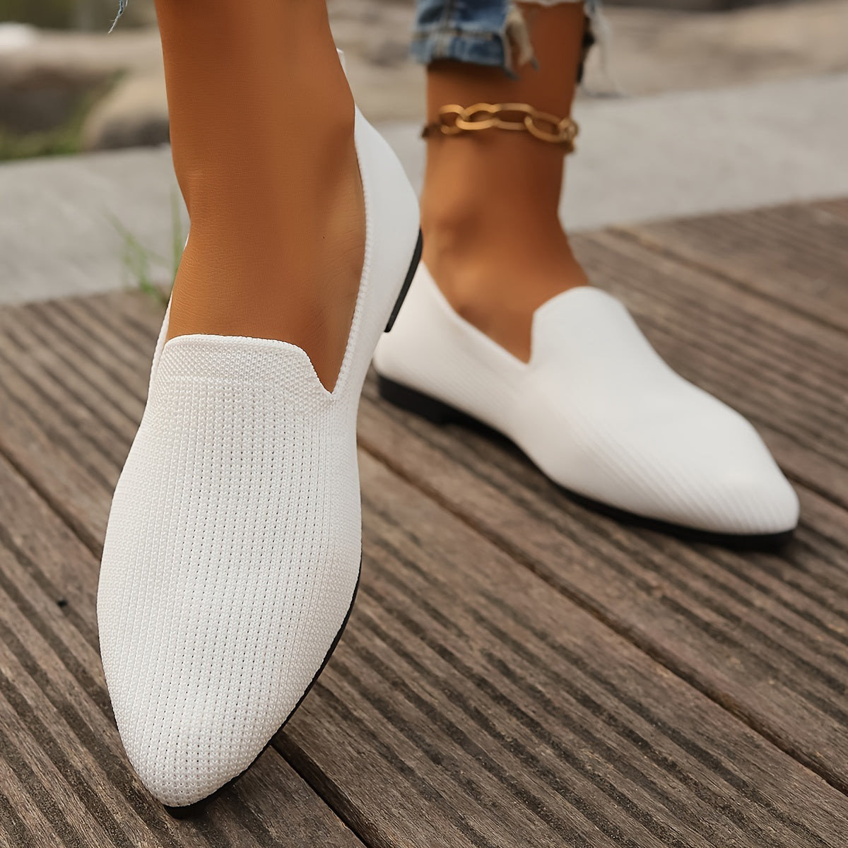 Dames Loafers Gebreide Platte Schoenen Comfortabel