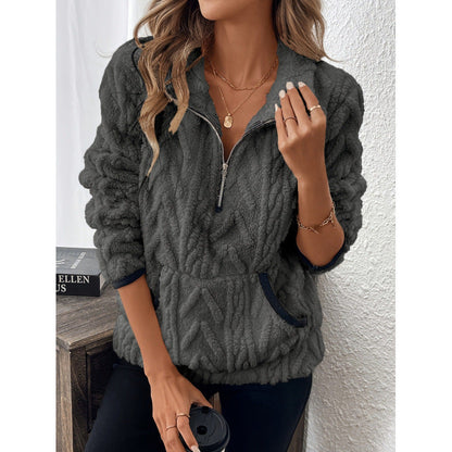 Dames Teddy Trui Warm en Comfortabel Half-Zip