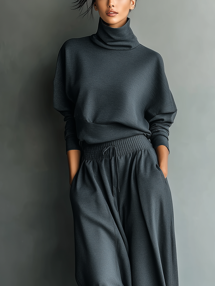 Dames Brei-ensemble Met Wijde Broek Comfortabele Pasvorm