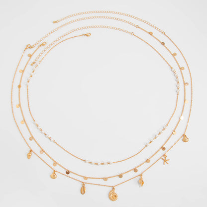 Ketting met Parels en Schelpen voor Dames Zilver