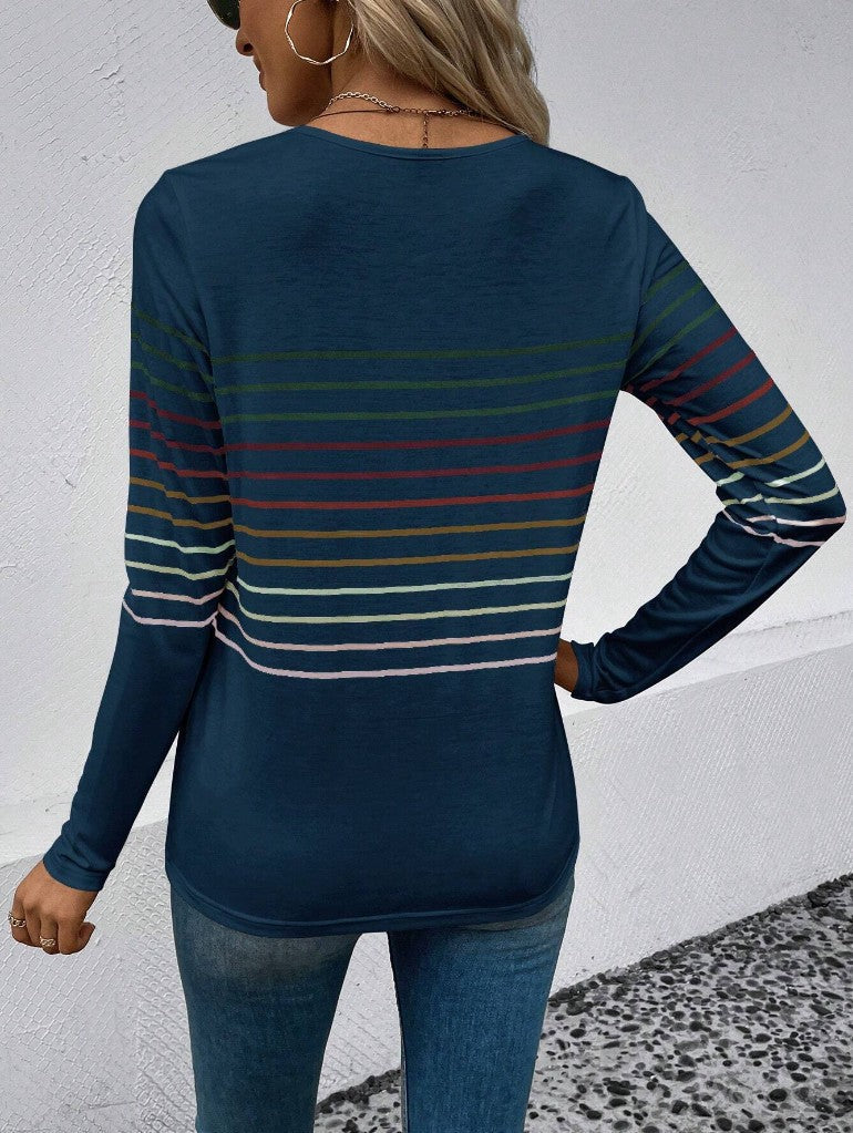 Dames T-shirt Lange Mouwen Streepjes Basic Stijlvol