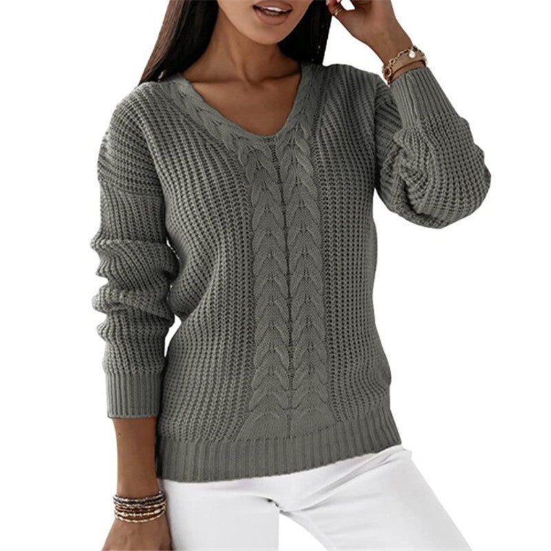 Dames Trui Gebreid V-hals Met Twist Detail
