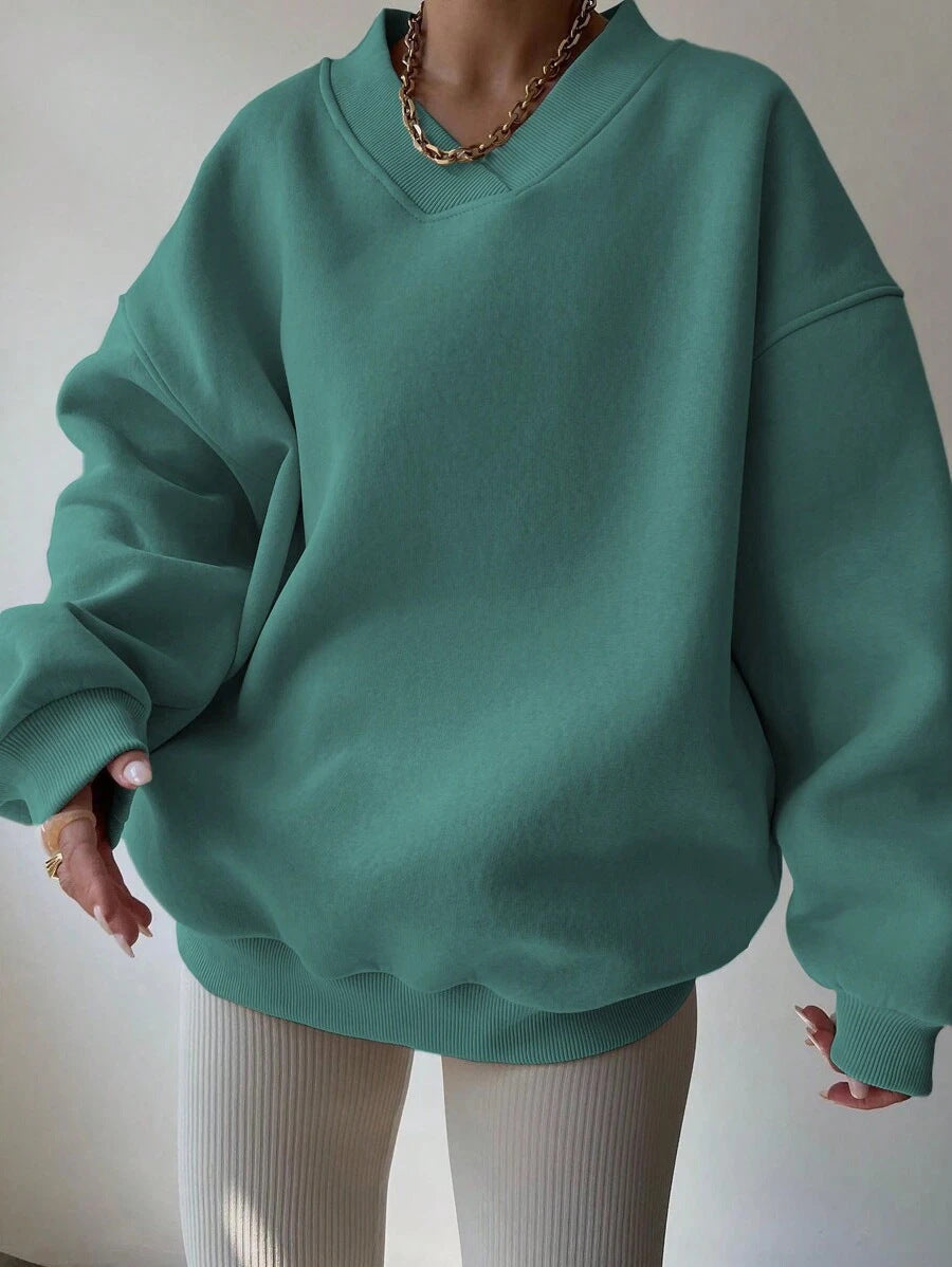 Dames V-Hals Trui Geel Minimalistisch Design