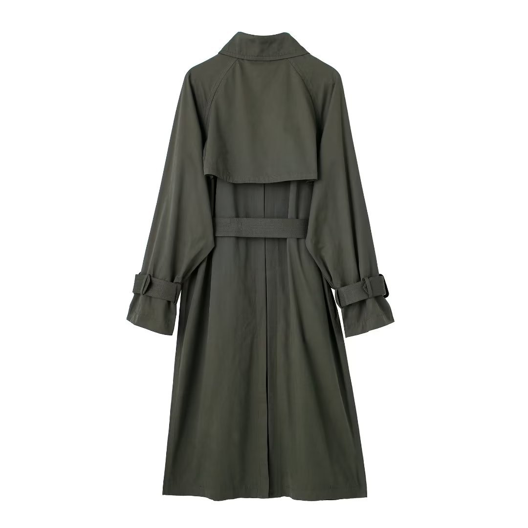 Dames Trenchcoat Lange Trendy Voorjaarsjas met Ceintuur
