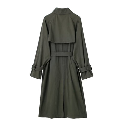 Dames Trenchcoat Lange Trendy Voorjaarsjas met Ceintuur