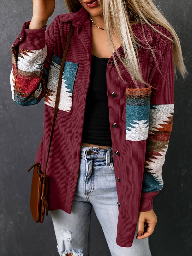 Boho Jas met Print Zachte Pasvorm Casual Stijl