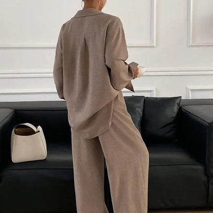 Dames Linnen Set Elegante Trendy Outfit
