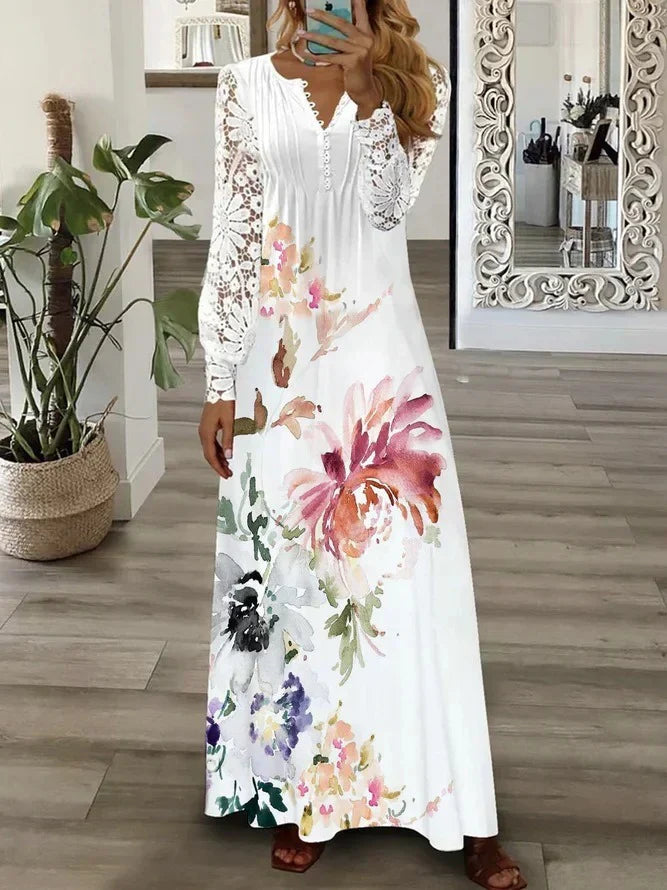 Vrouwelijke Bloemen Jurk Zomerjurk Met Korte Mouwen - Mode Vibes