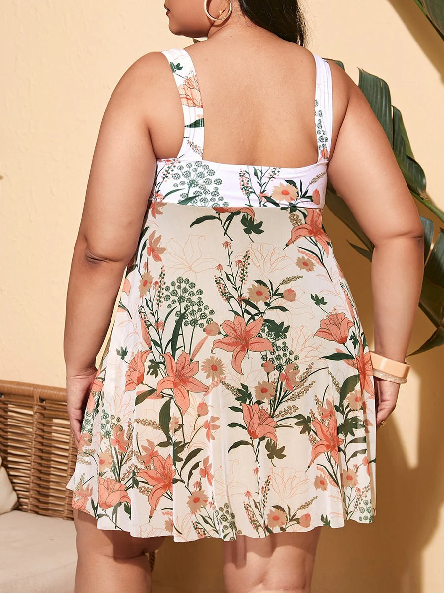 Plus-Size Badpak Tropisch Tropical Print Dame