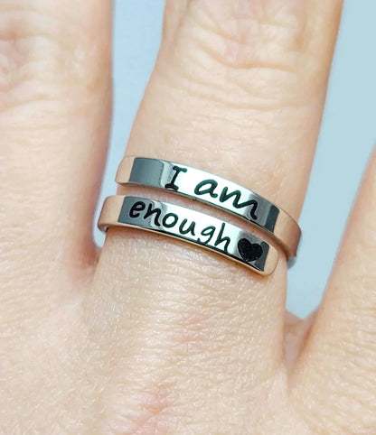 Zilveren Ring Motivatie I Am Enough Zelfvertrouwen