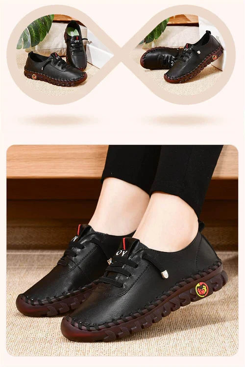 Dames Loafer Comfortabel Plat Leer