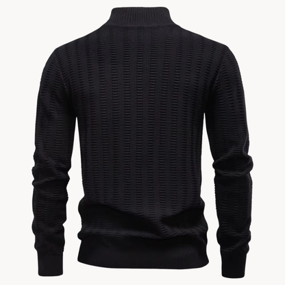 Heren Katoenen Quarter-Zip Trui met Textuur