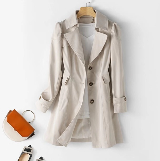 Dames Trenchcoat Halflang Met Knopen Klassiek Design