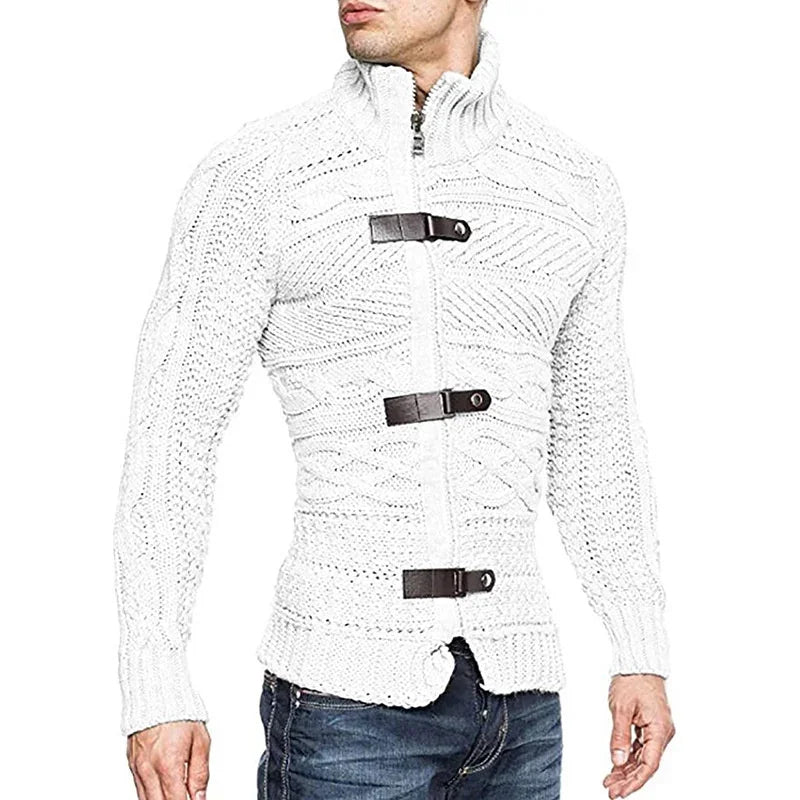 Gebreid Vest met Leren Details Urban Stijl