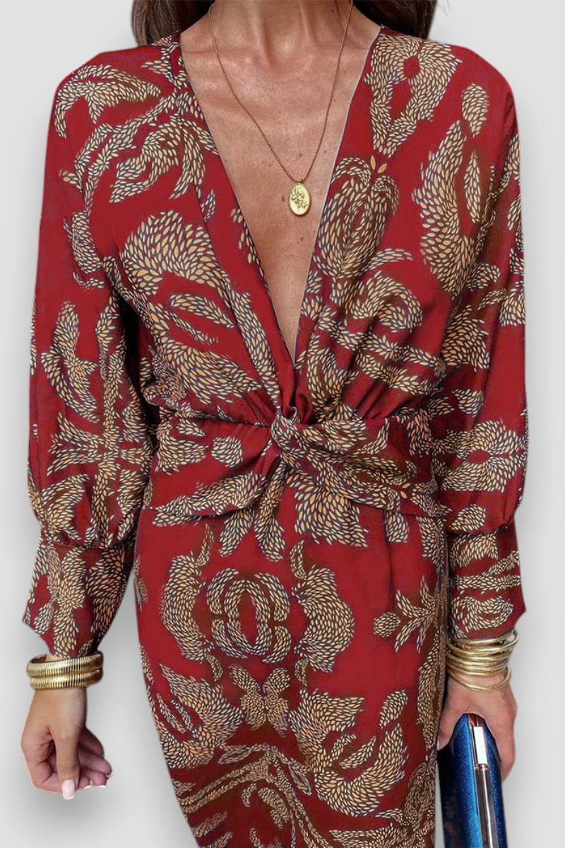 Midi-Jurk Bloemenpatroon Elegante Stijl