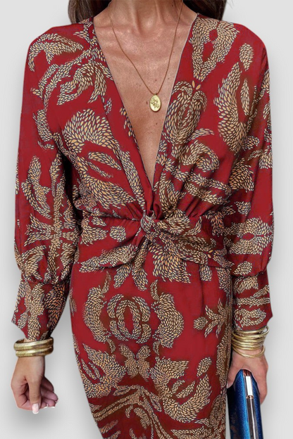 Midi-Jurk Bloemenpatroon Elegante Stijl