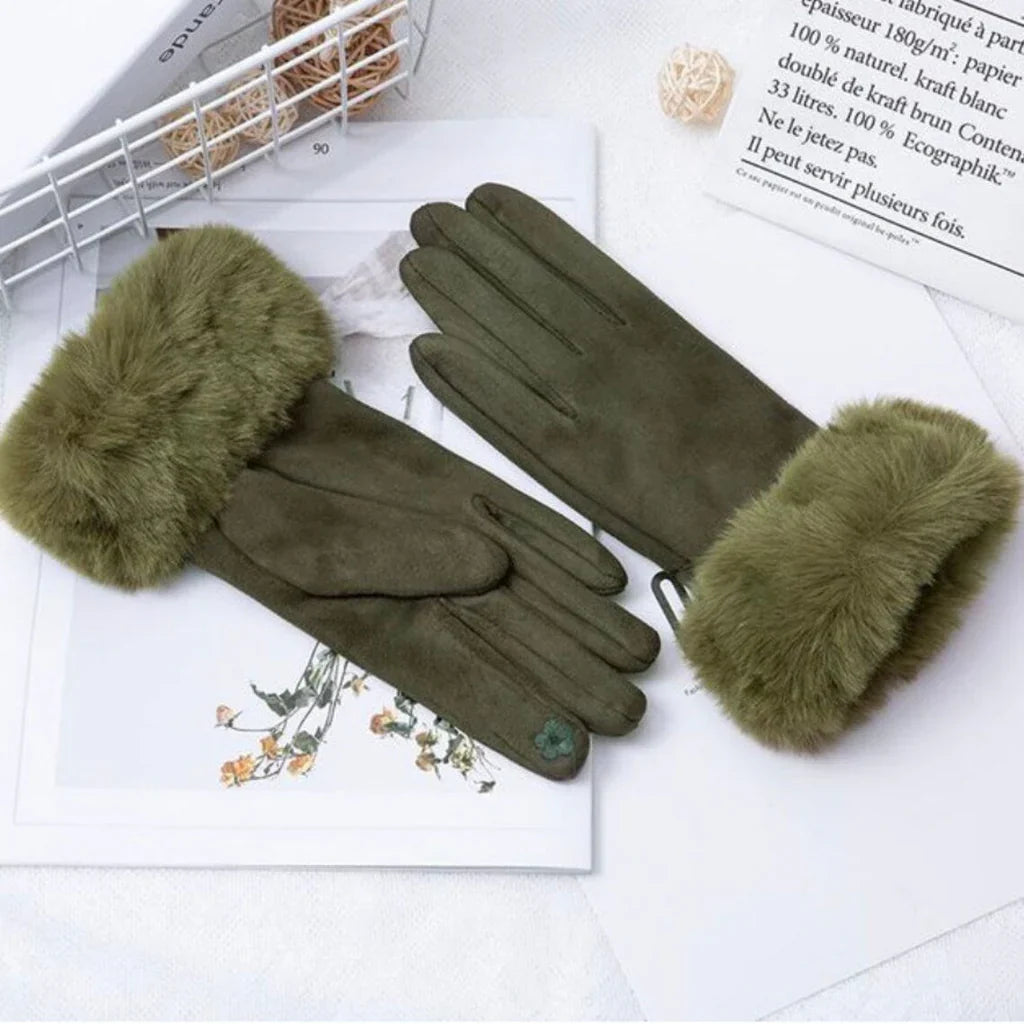 Suède Handschoenen met Nepbont Velvet Stijl
