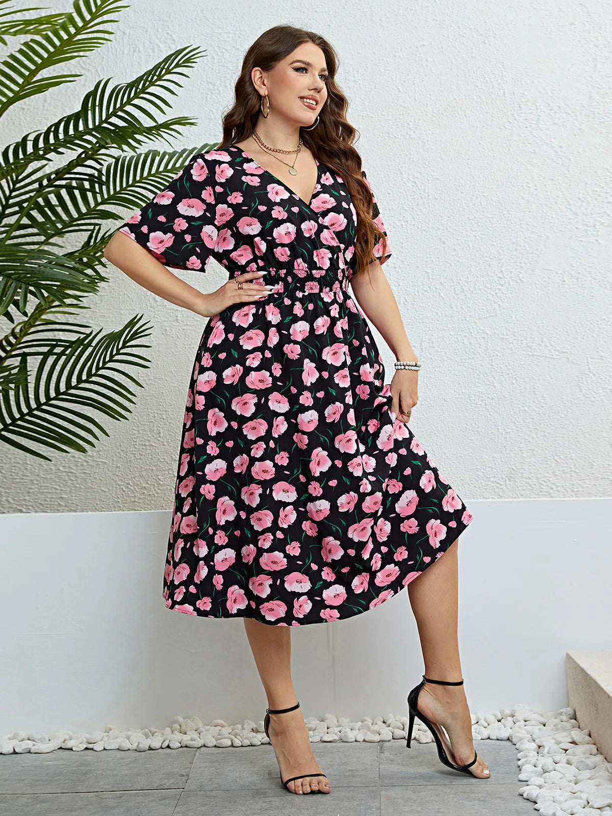 Plus-Size Zomerjurk Vrolijke Floral Print