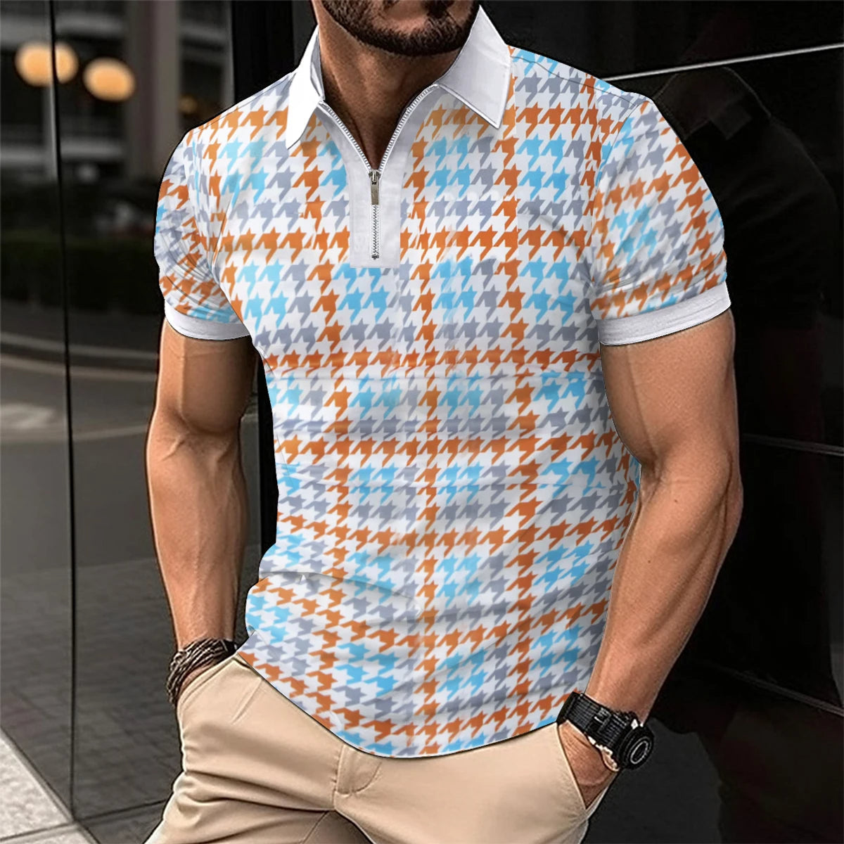 Plus Size Polo Shirt Gestreept Stijlvol voor Mannen
