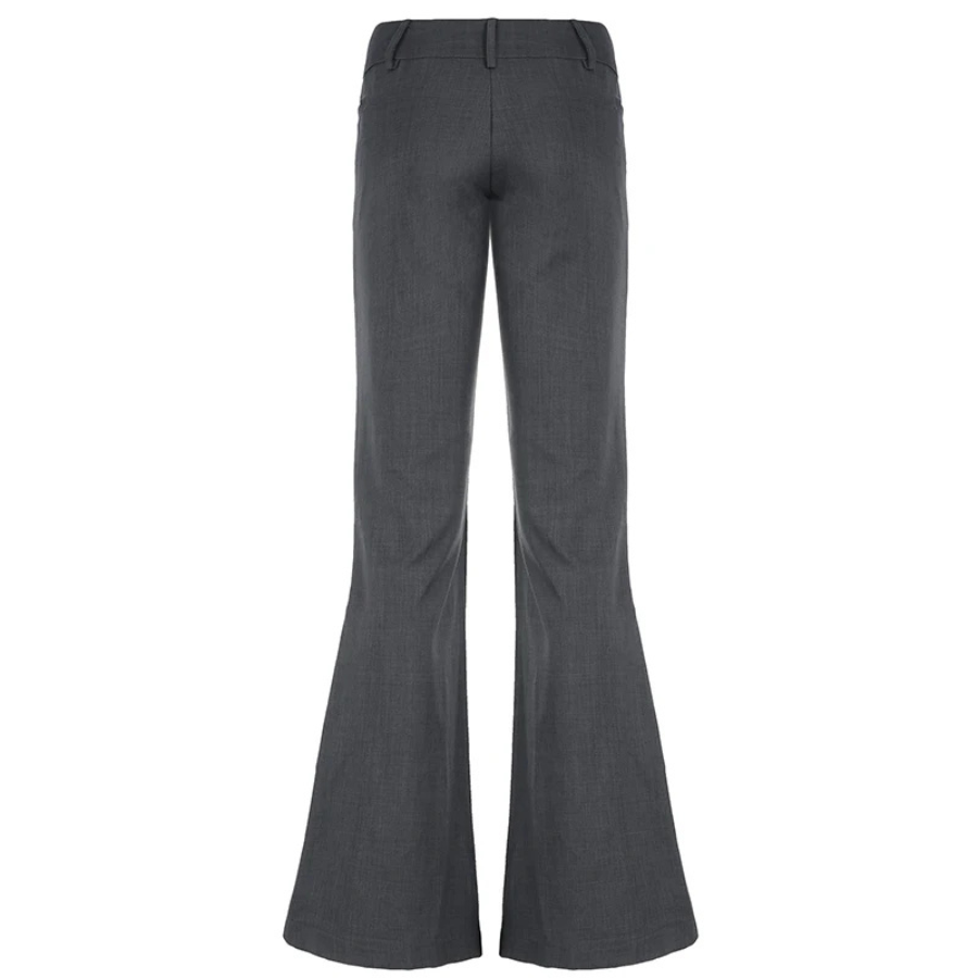 Elegante Broek met Hoge Taille en Uitlopende Pijpen