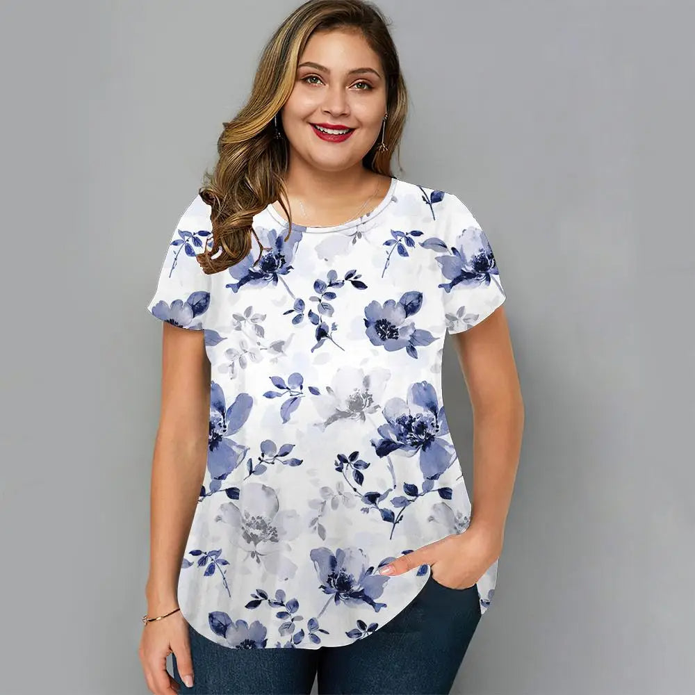 Plus-Size T-Shirt Zomers Vrolijk voor Vrouwen