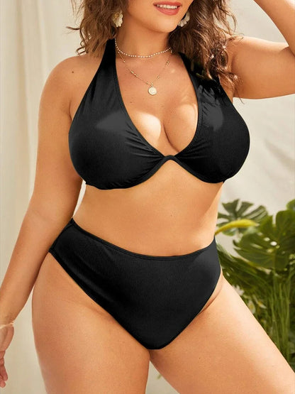 Plus Size Bikini Met Kristallen Comfortabele Badmode