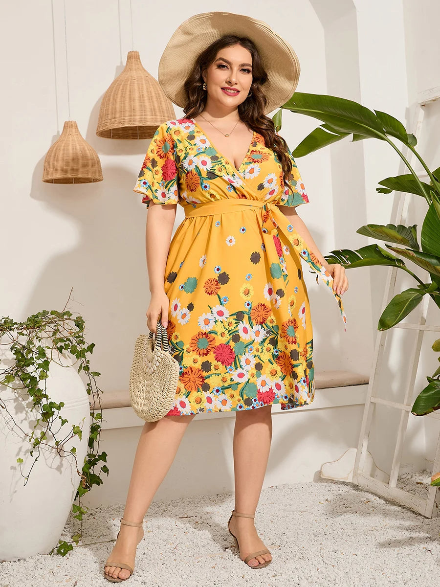 Midi-jurk voor Vrouw Zomer Trendy Korte Mouw