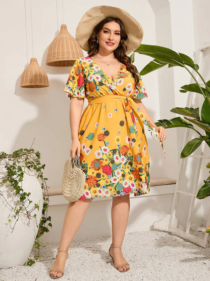 Midi-jurk voor Vrouw Zomer Trendy Korte Mouw