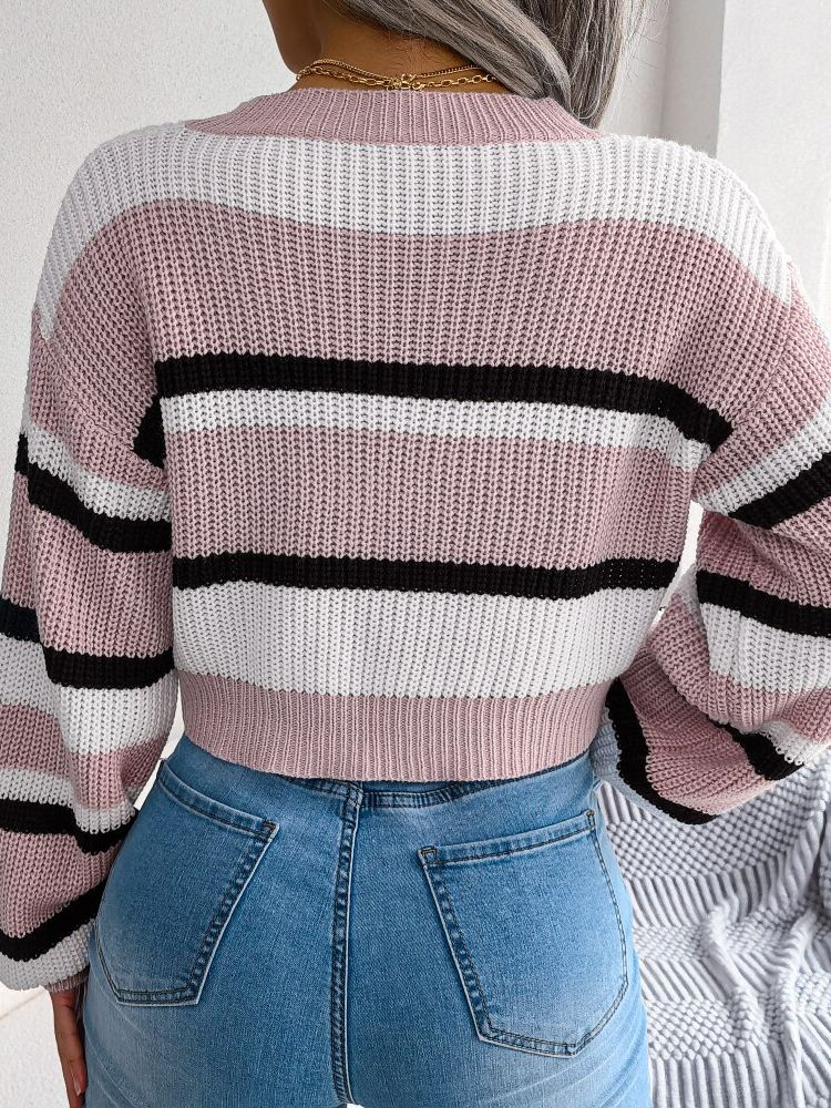 Dames Crop Trui Gestreept Kort Model