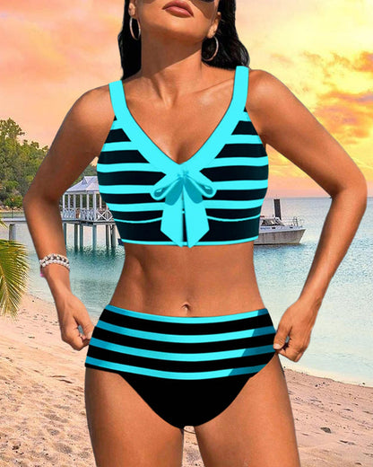 Dames Bikini Hoge Taille Gestreept Elastisch