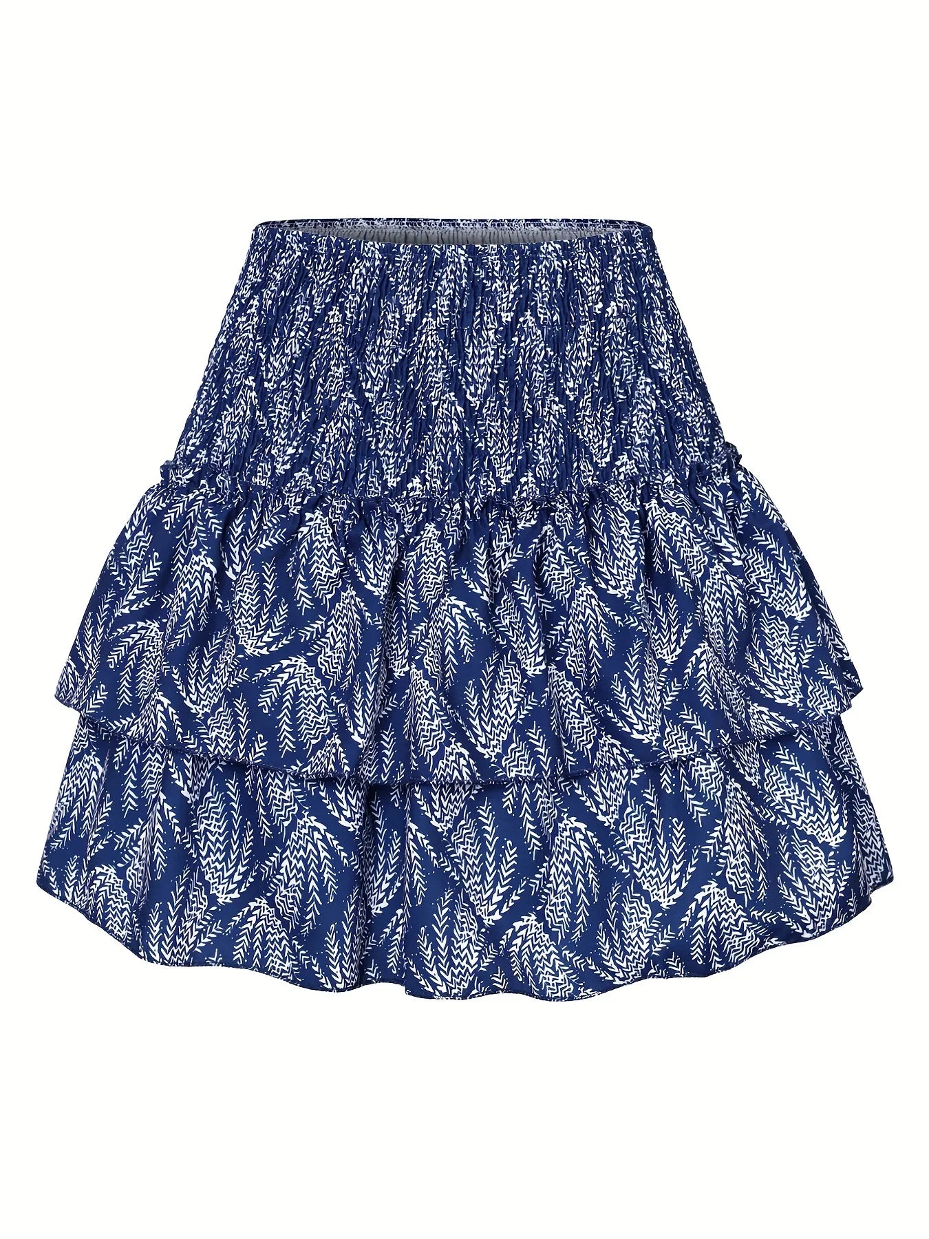 Modieuse Rok met Geplooide Taille en Gelaagde Zoom