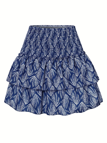 Modieuse Rok met Geplooide Taille en Gelaagde Zoom