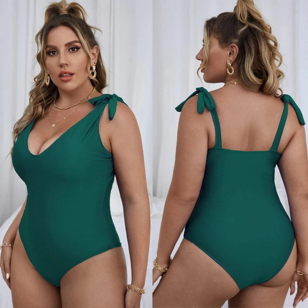 Plus-Size Badpak Elise Sexy Stijlvol Zwarte Bandjes