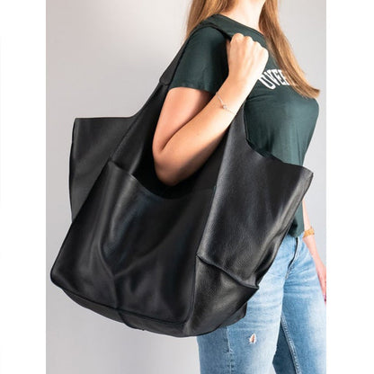 Dames Grote Faux Leren Schoudertas Vintage Stijl