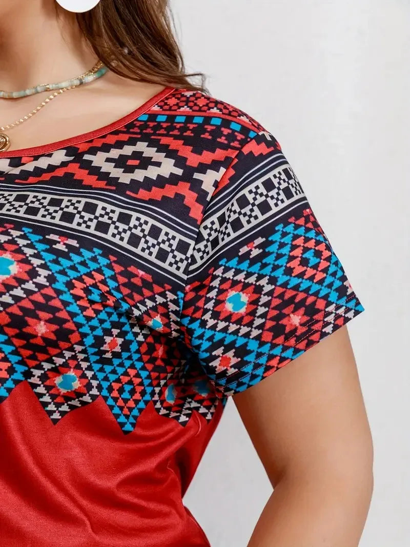 Plus-Size T-Shirt Vrouw Casual Katoen