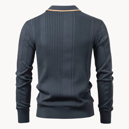 Heren Gebreide Polo met Knopen en Lange Mouwen