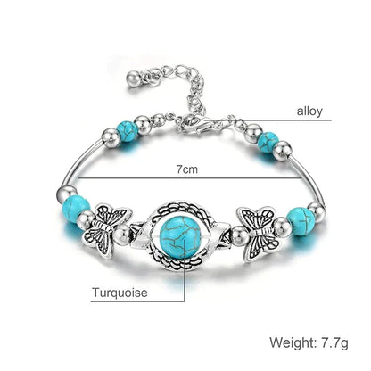 Kralenarmband met Turquoise Vlinder Bedels