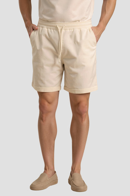 Heren Shorts Beige Met Koord Comfortabel Zomerbroek