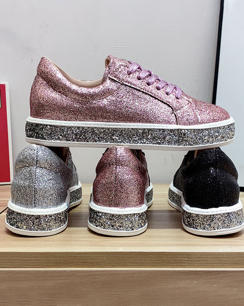 Glitter Dames Sneakers Plateau Sienna Stijlvol