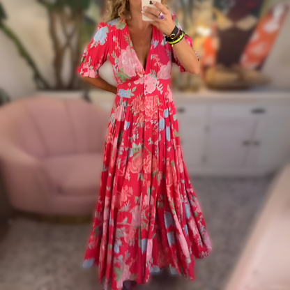 Dames Jurk Met V-hals Comfortabele Pasvorm - Mode Vibes

