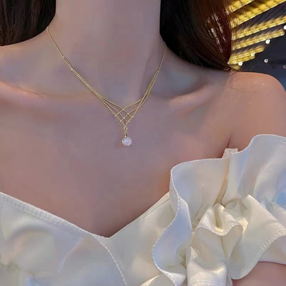 Ketting Parelketting Geweven Zilverkleurig