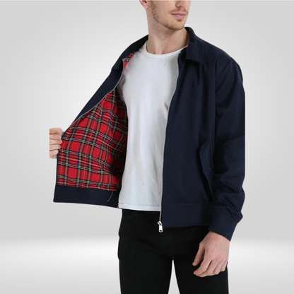 Heren Jas Retro Model met Tartan Voering en Ritssluiting