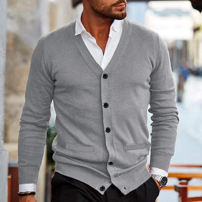 Heren Cardigan Elias - Casual Grijze Trui